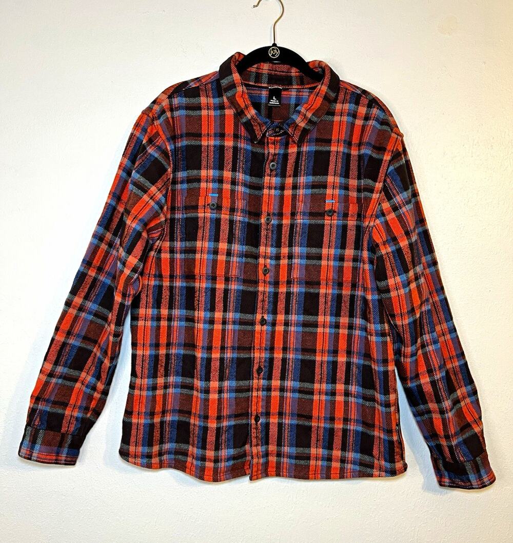 Cotopaxi Men's Mero Organic Flannel Plaid Long Sleeve Button-Down Shirt Size L